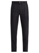 De Bonne Facture Pleated-front Tapered-leg Linen Trousers