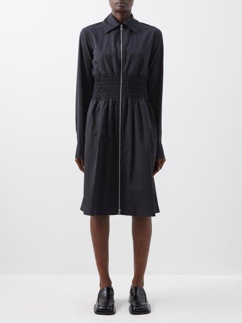 Sportmax - Starna Cotton-poplin Collared Dress - Womens - Black