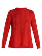 Matchesfashion.com Queene And Belle - Alpina Cable Knit Cashmere Sweater - Womens - Red