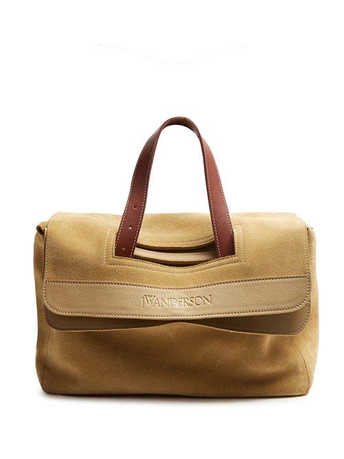 Matchesfashion.com Jw Anderson - Tool Leather Trimmed Suede Tote - Womens - Beige