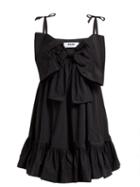 Matchesfashion.com Msgm - Bow Embellished Ruffled Poplin Dress - Womens - Black