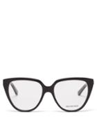 Matchesfashion.com Balenciaga - Bb-logo Oversized Cat-eye Acetate Glasses - Womens - Black