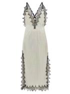 Matchesfashion.com Christopher Kane - Eyelash Lace-trimmed Iridescent Chainmail Dress - Womens - Silver