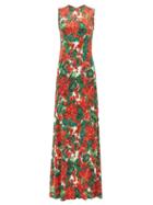 Matchesfashion.com Dolce & Gabbana - Geranium Print Jersey Maxi Dress - Womens - Red Multi