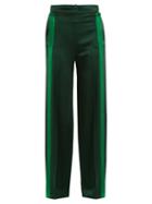 Matchesfashion.com Valentino - Cut Out Waist Hammered Satin Trousers - Womens - Green