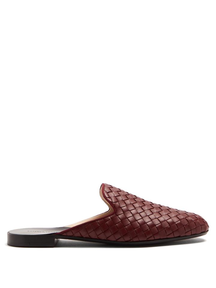 Bottega Veneta Fiandra Intrecciato Leather Backless Loafers