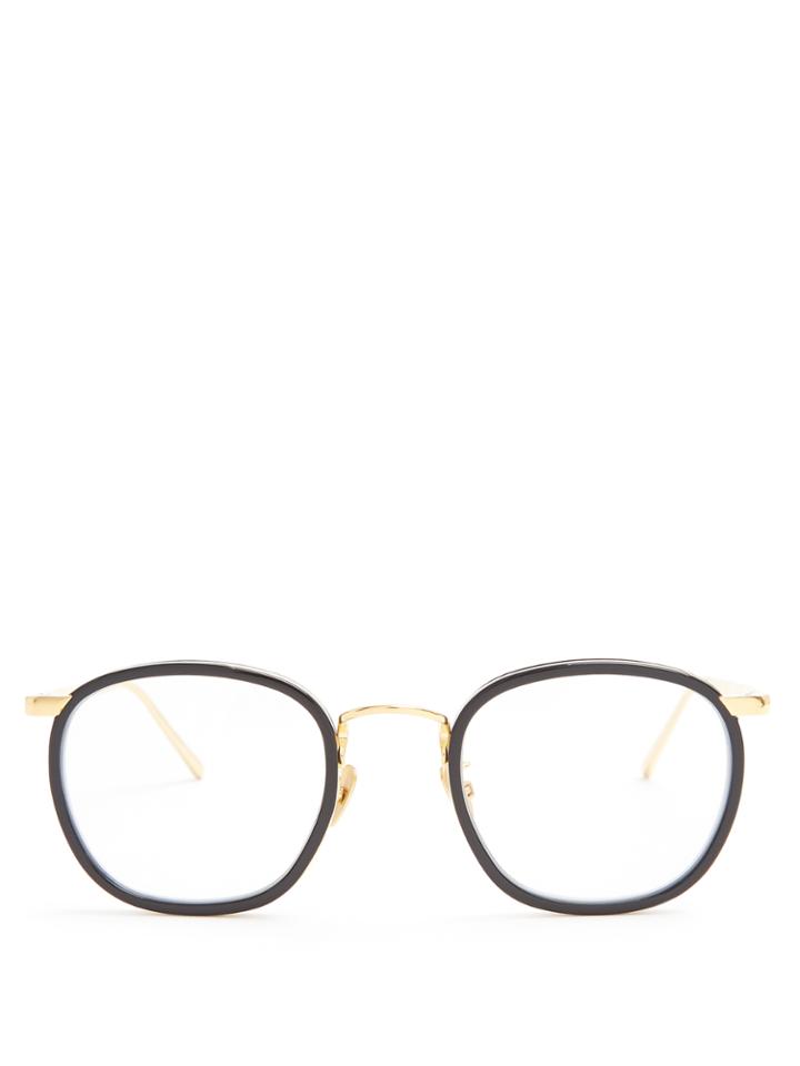 Linda Farrow Oval-frame Yellow-gold Plated Glasses