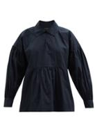 Lee Mathews - Frankie Gathered Cotton-poplin Blouse - Womens - Black