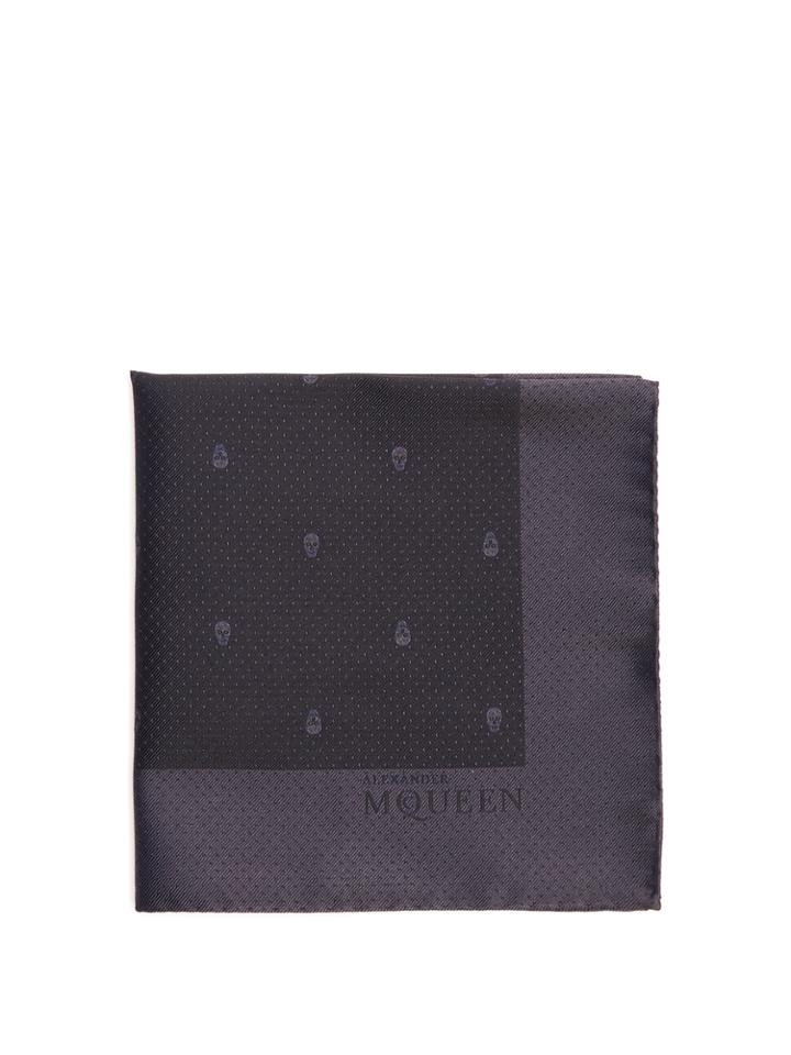 Alexander Mcqueen Skull And Dot-jacquard Silk Pocket Square