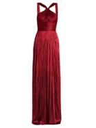Maria Lucia Hohan Scarlet Silk-tulle Pleated Gown