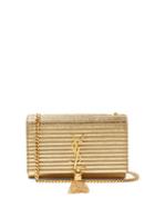 Matchesfashion.com Saint Laurent - Kate Striped Lam And Leather Cross Body Bag - Womens - Gold