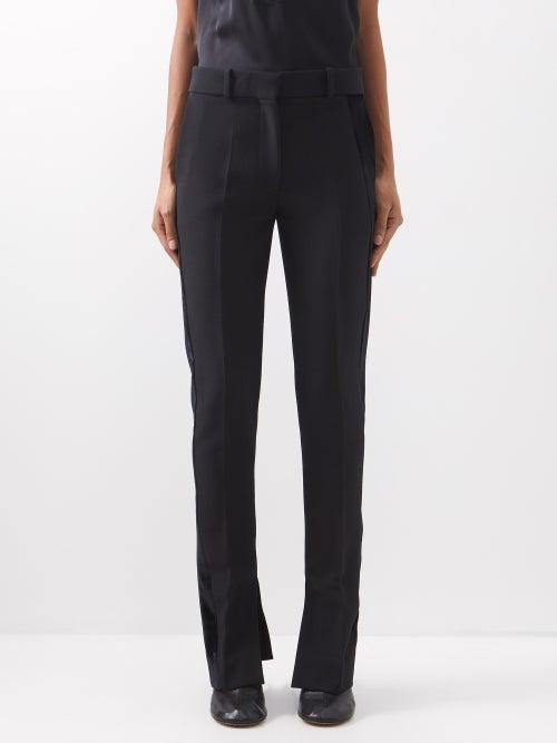 Victoria Beckham - Side-stripe Crepe Tailored Trousers - Womens - Black