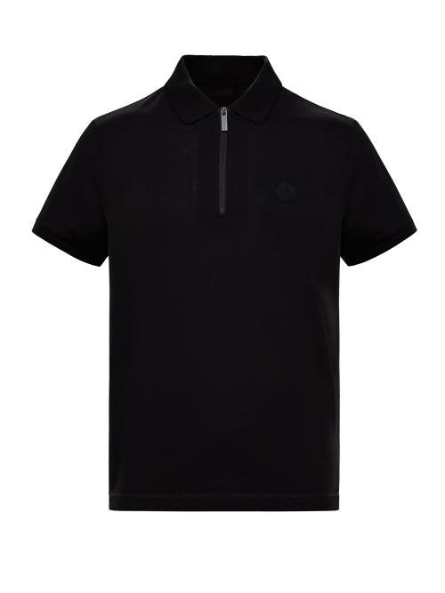 Matchesfashion.com Moncler - Logo-patch Zipped Piqu Polo Shirt - Mens - Black