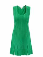 Ladies Rtw Bottega Veneta - Looped-hem Scoop-neck Cotton-blend Mini Dress - Womens - Green