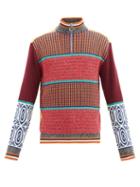 Matchesfashion.com Ahluwalia - Zipped High-neck Jacquard Sweater - Mens - Multi