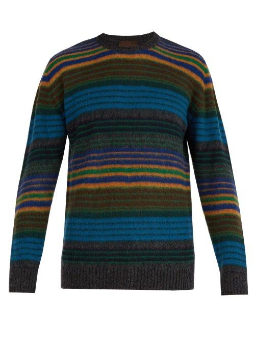Matchesfashion.com Altea - Striped Wool Blend Sweater - Mens - Green Multi