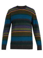Matchesfashion.com Altea - Striped Wool Blend Sweater - Mens - Green Multi