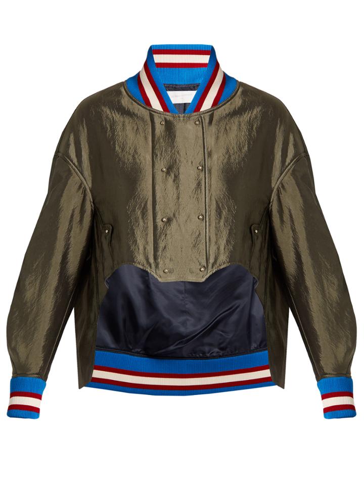 Esteban Cortázar Cropped-front Satin Bomber Jacket