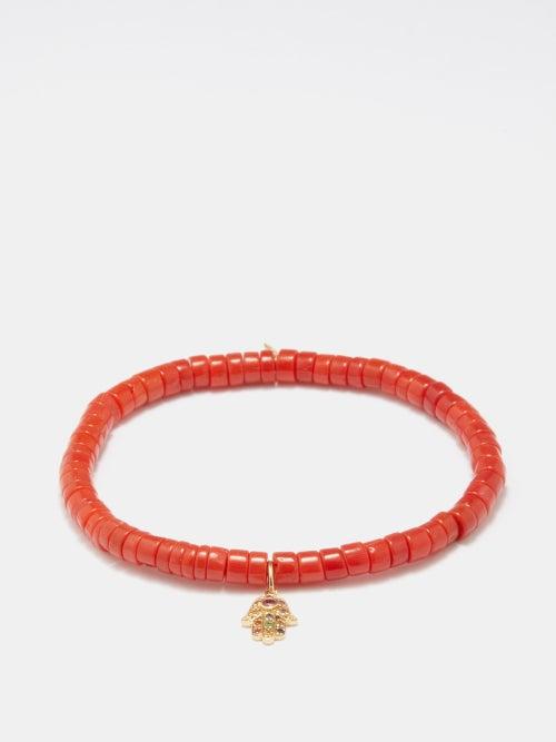 Sydney Evan - Hamsa Ruby, Coral, Sapphire, & Emerald Bracelet - Womens - Red Multi