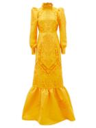Matchesfashion.com Erdem - Carnation Frida Broderie-anglaise Gown - Womens - Yellow