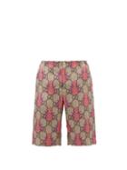 Gucci - Gg Pineapple-print Silk Shorts - Mens - Brown Multi