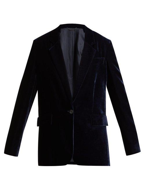 Matchesfashion.com Stella Mccartney - Single Breasted Velvet Blazer - Womens - Navy