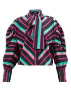 Matchesfashion.com Elzinga - Balloon-sleeve Striped Satin Shirt - Womens - Multi