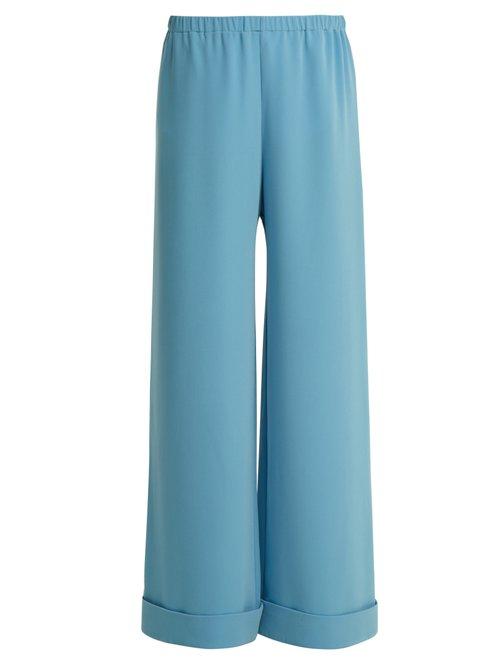 Matchesfashion.com Dovima Paris - Cruz Wide Leg Crepe Cady Trousers - Womens - Blue