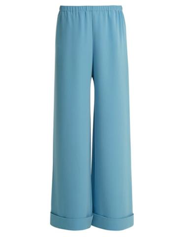 Matchesfashion.com Dovima Paris - Cruz Wide Leg Crepe Cady Trousers - Womens - Blue