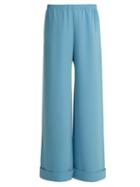 Matchesfashion.com Dovima Paris - Cruz Wide Leg Crepe Cady Trousers - Womens - Blue