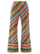 Matchesfashion.com Gucci - Rainbow-print Linen Trousers - Womens - Pink Multi