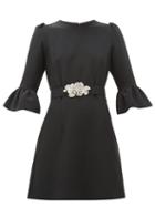 Matchesfashion.com Andrew Gn - Embellished-belt Crepe Dress - Womens - Black Multi
