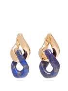 Matchesfashion.com Bottega Veneta - Double Link Lapis And Gold Plated Silver Earrings - Womens - Blue