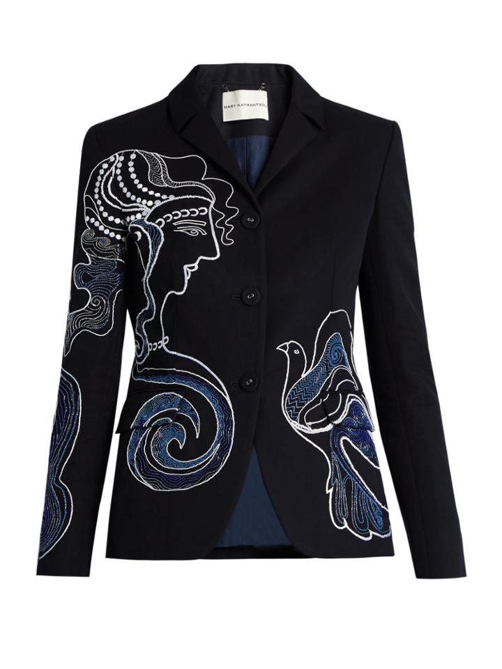 Mary Katrantzou Thera Embroidered Drill Blazer