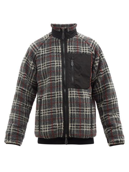Burberry - Dorian Patch-pocket Checked Fleece Jacket - Mens - Grey