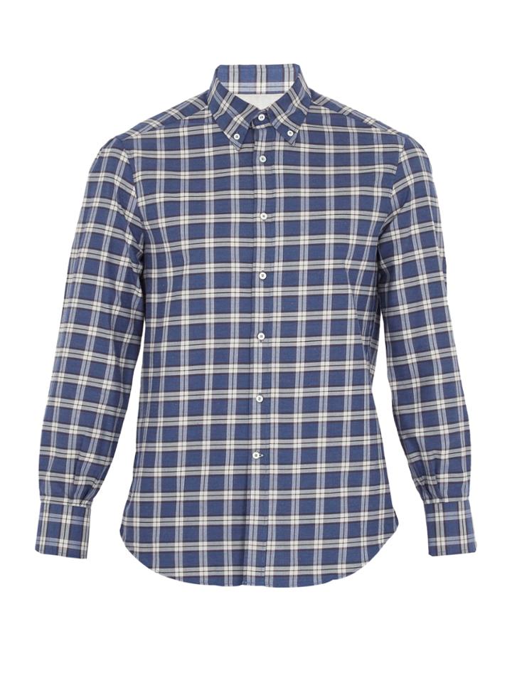 Brunello Cucinelli Checked Single-cuff Cotton-flannel Shirt