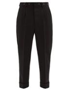 Matchesfashion.com Ami - Double-pleat Cropped Wool-twill Trousers - Mens - Black