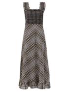 Matchesfashion.com Ganni - Smocked Checked Cotton-blend Seersucker Maxi Dress - Womens - Grey Multi
