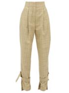 Matchesfashion.com Petar Petrov - Hico Checked Wool High Rise Trousers - Womens - Brown Multi