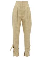 Matchesfashion.com Petar Petrov - Hico Checked Wool High Rise Trousers - Womens - Brown Multi