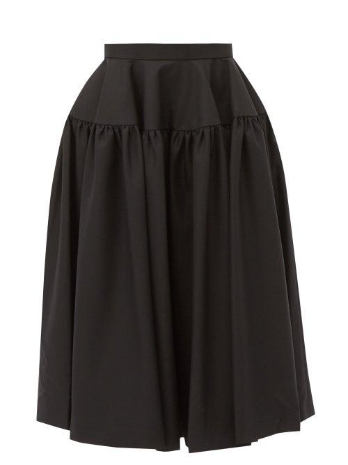 Noir Kei Ninomiya - Gathered Cotton-twill Midi Skirt - Womens - Black