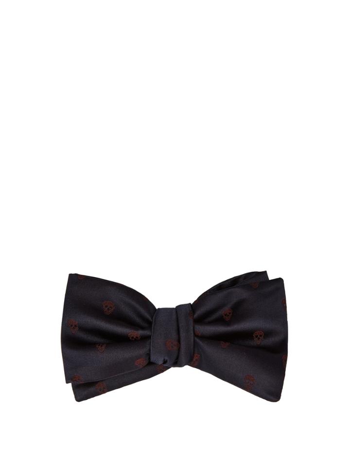 Alexander Mcqueen Skull-print Silk Bow Tie
