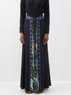 Etro - Chinook Floral-print Pleated Silk-inset Maxi Skirt - Womens - Black