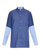 Vince Colour-block Point-collar Chambray Shirt