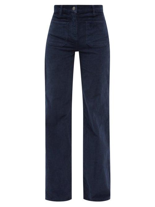 Nili Lotan - Florence High-rise Flared-leg Trousers - Womens - Dark Navy