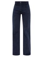 Nili Lotan - Florence High-rise Flared-leg Trousers - Womens - Dark Navy
