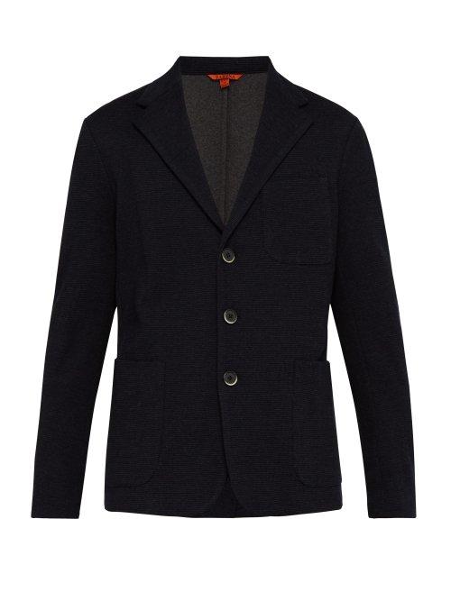 Matchesfashion.com Barena Venezia - Torceo Single Breasted Cotton Blend Jersey Blazer - Mens - Navy
