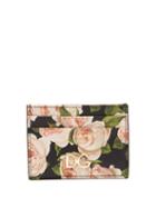 Matchesfashion.com Dolce & Gabbana - Rose Print Dauphine Leather Cardholder - Womens - Multi