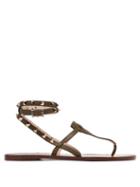 Matchesfashion.com Valentino - Rockstud Embellished Grained Leather Sandals - Womens - Khaki