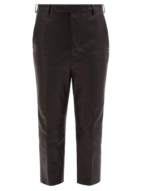 Rick Owens - High-rise Cropped Leather Trousers - Womens - Black